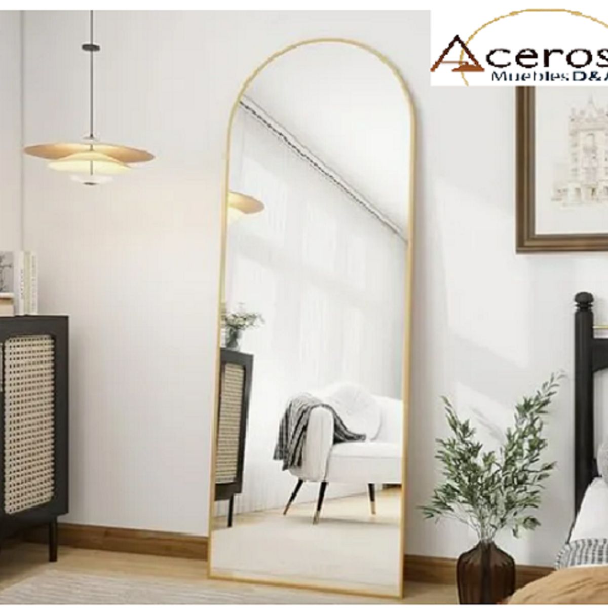 GENERICO - ESPEJO ARCO ESTAMB DORADO 1.80 X 0.75 CM