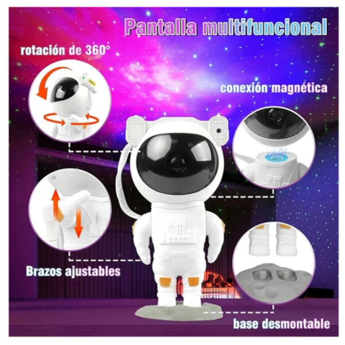 GENERICO - Proyector Galaxia Astronauta Luz Nocturna Nebulosa + Control