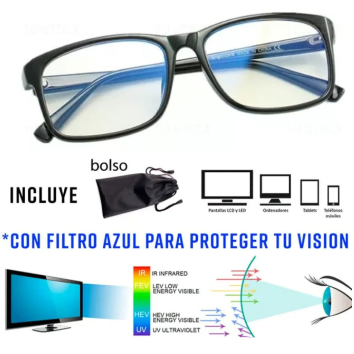 GENERICO - Lentes para Computadora Filtro azul con Funda