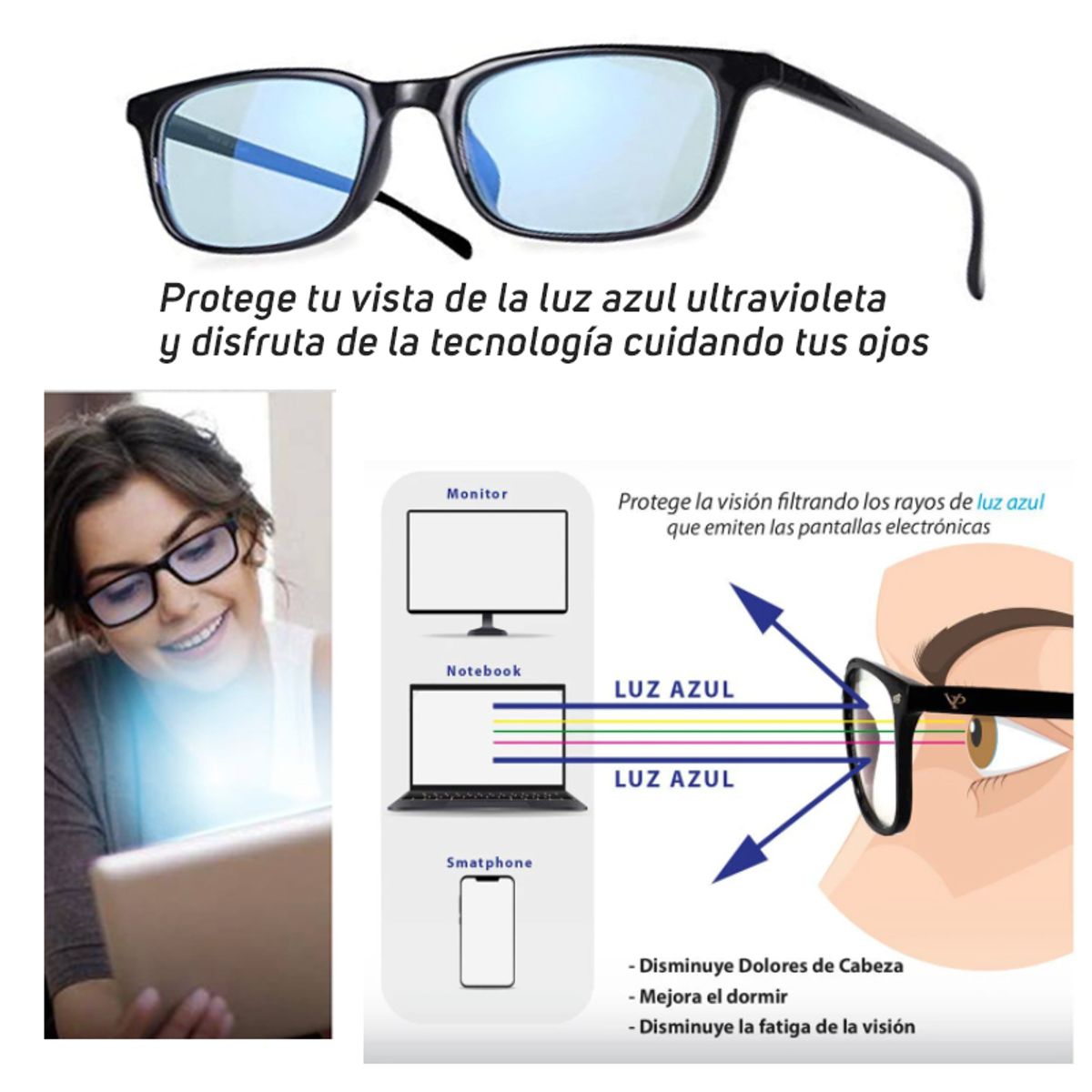GENERICO - Lentes para Computadora Filtro azul con Funda