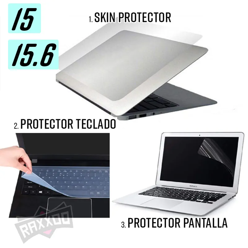 GENERICO - Kit Protector para Laptop 3 en 1 Teclado + Pantalla + Skin 15.6"