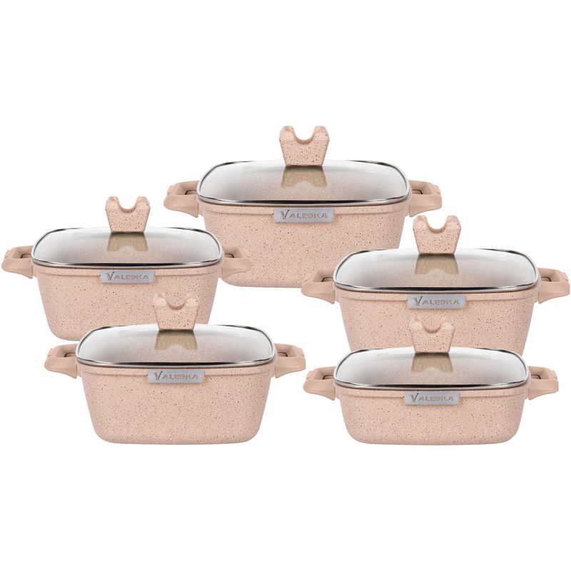 VALESKA - Juego de Ollas de Roca Volcánica VL-SQP10 Beige