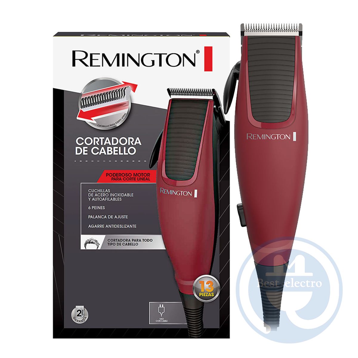 REMINGTON - Cortadora de Cabello Remington HC1095 de 13 Pzas Rojo
