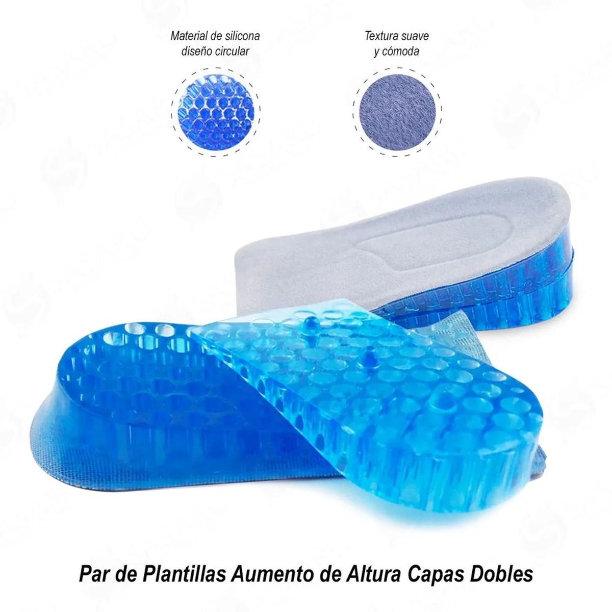 GENERICO - Plantillas Elevadoras de Estatura 3.5 cm Silicona Antideslizante