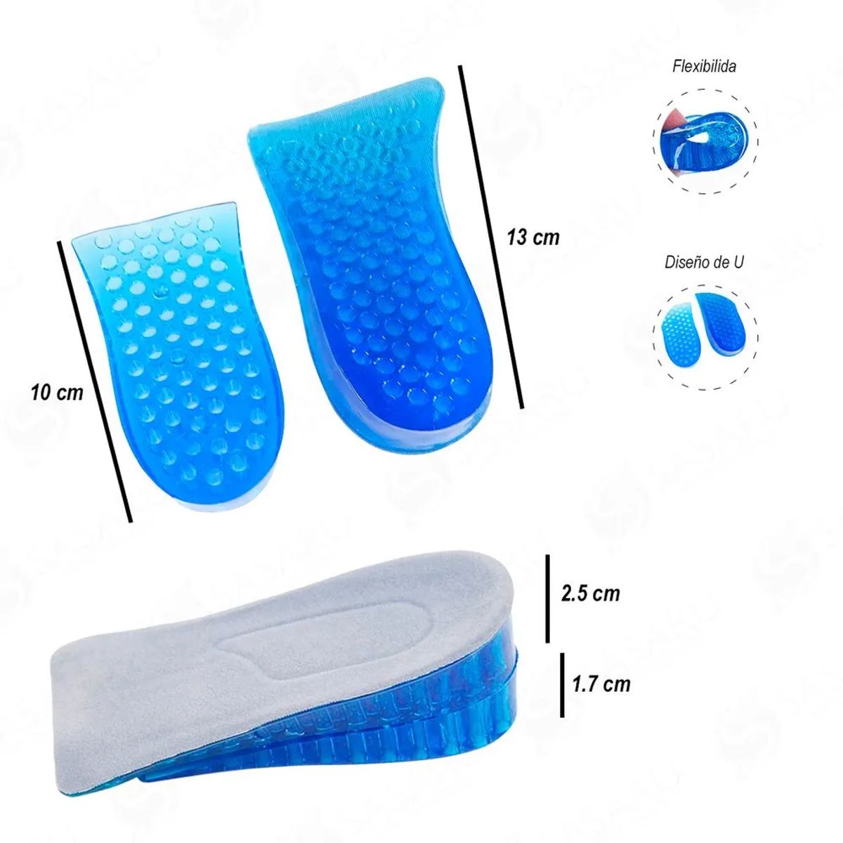 GENERICO - Plantillas Elevadoras de Estatura 3.5 cm Silicona Antideslizante