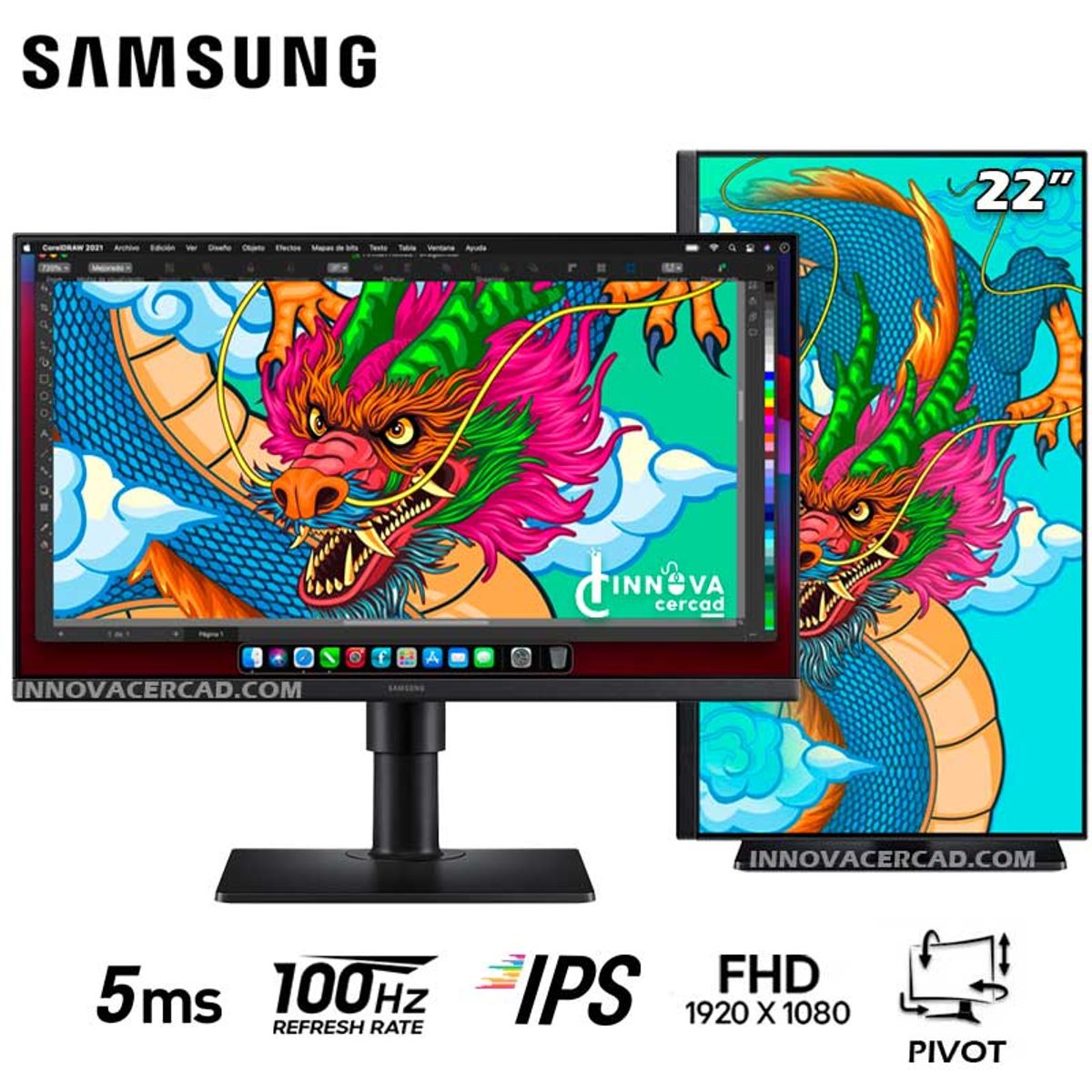 SAMSUNG - Monitor Samsung Essential S4 22 IPS FHD 100Hz 5ms Pivote