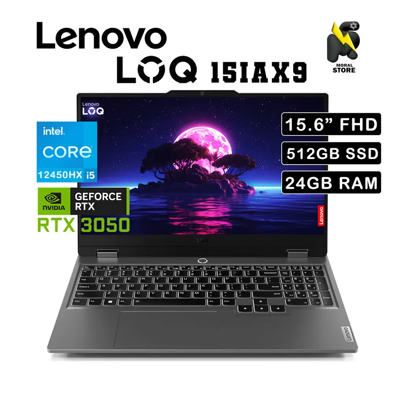 LENOVO - LAPTOP LENOVO LOQ 15 IAX9/ INTEL CORE I5 -12450HX / SSD 512 GB / 24 GB RAM / RTX 3050 / 15.6 "FHD