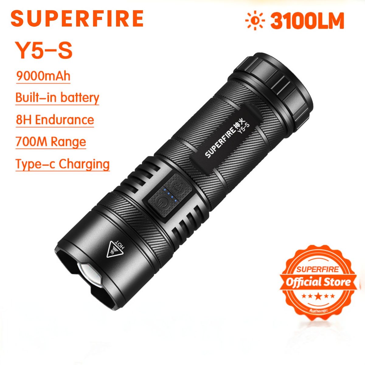 SUPER - Linterna Superfire Y5-s Potencia Y Durabilidad Compacta Blanco