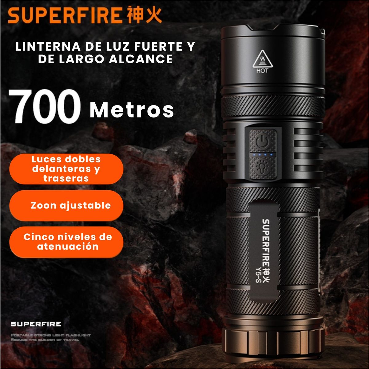 SUPER - Linterna Superfire Y5-s Potencia Y Durabilidad Compacta Blanco
