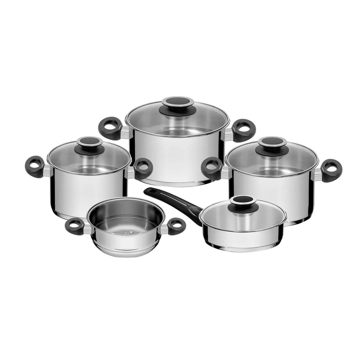 TRAMONTINA - Juego de Ollas Tramontina New Solar acero inoxidable  9 piezas