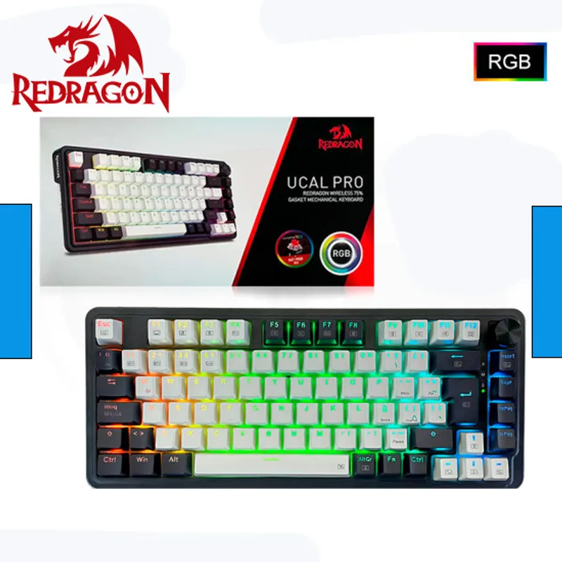 REDRAGON - Teclado Redragon UCALPRO-RGB Wireless Spanish K673WB WHITEBLACK
