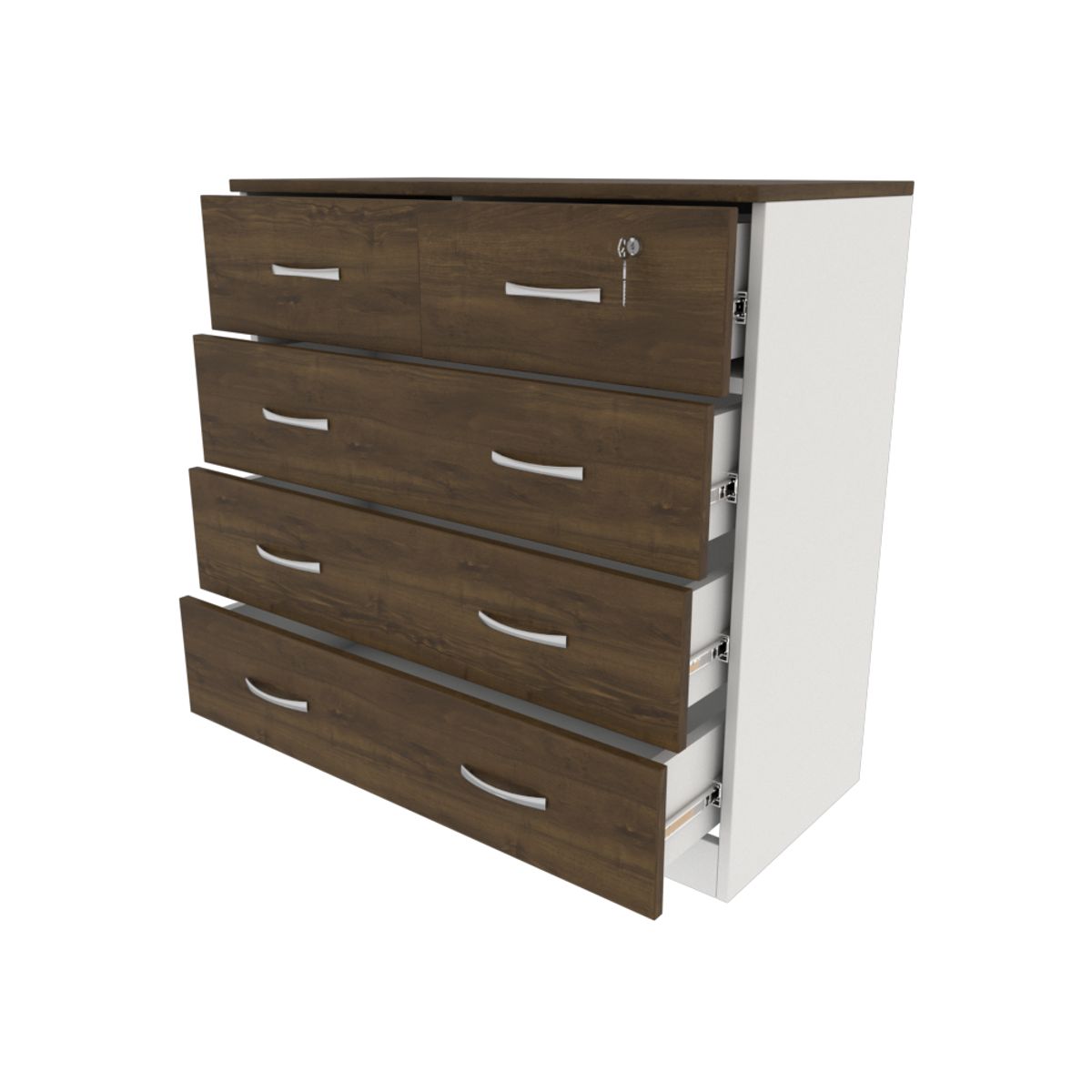 MUEBLES MACRUMO - Cómoda 90cm - 5 Cajones Brixton con cajón con seguro