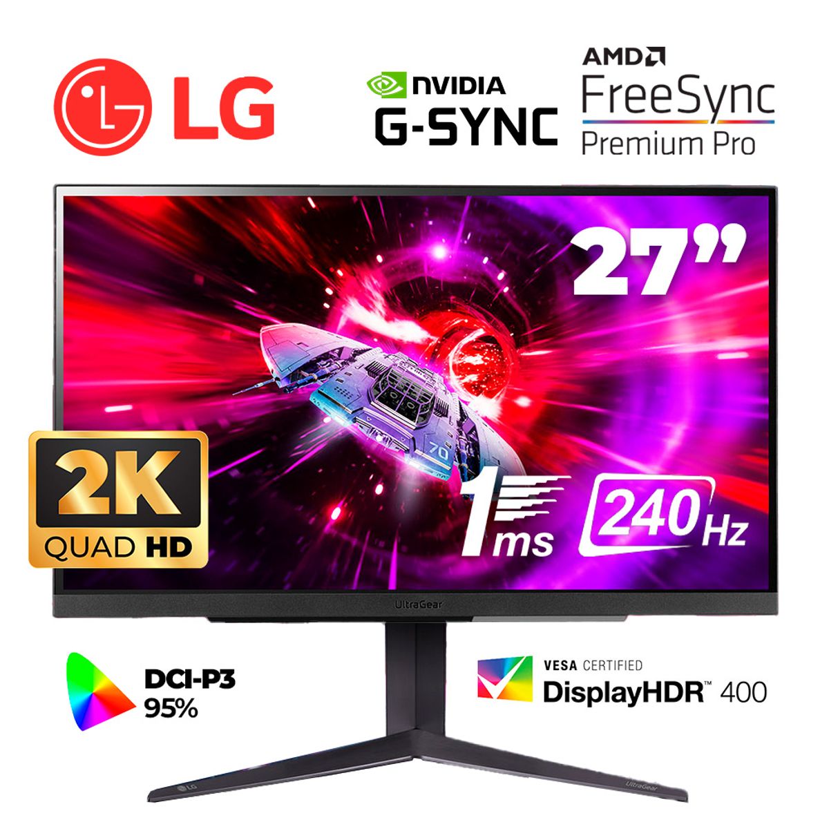 LG - MONITOR GAMER LG 27GR83Q-B 27 QHD IPS 2560X1440 240HZ