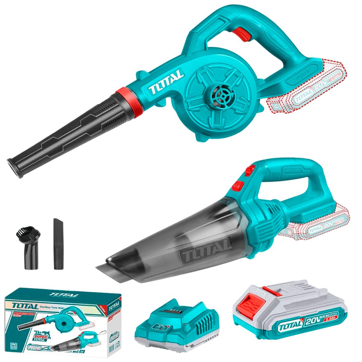 TOTAL TOOLS - Sopladora 20V TABLI20028 + Aspiradora 20V TVLI201261 Total
