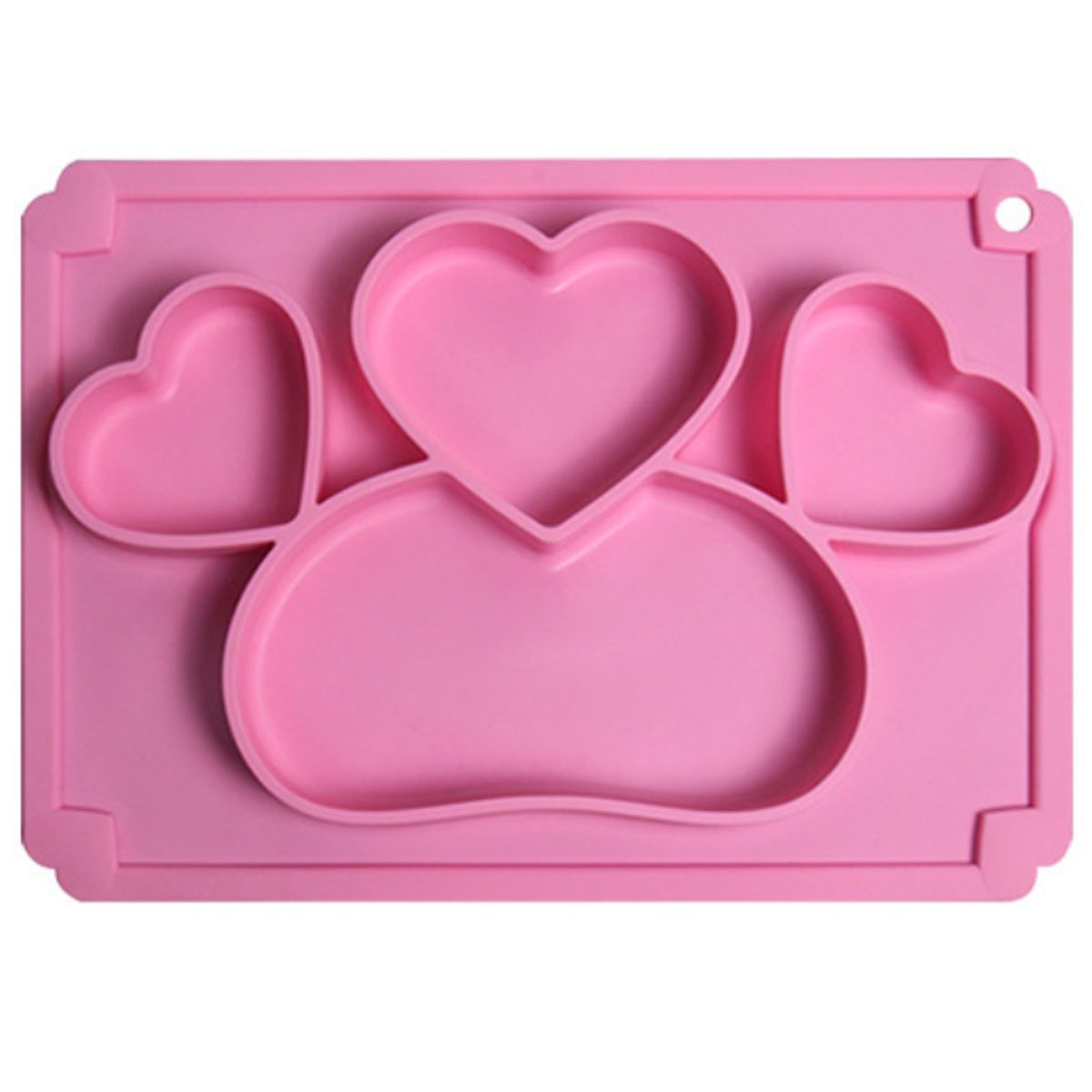 GENERICO - Plato para Bebé Silicona De Corazones Con Divisiones Rosado