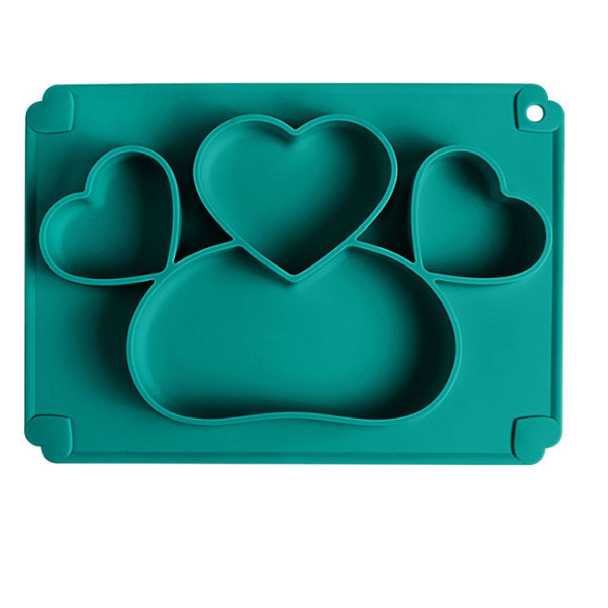 GENERICO - Plato para Bebé Silicona De Corazones Con Divisiones Verde