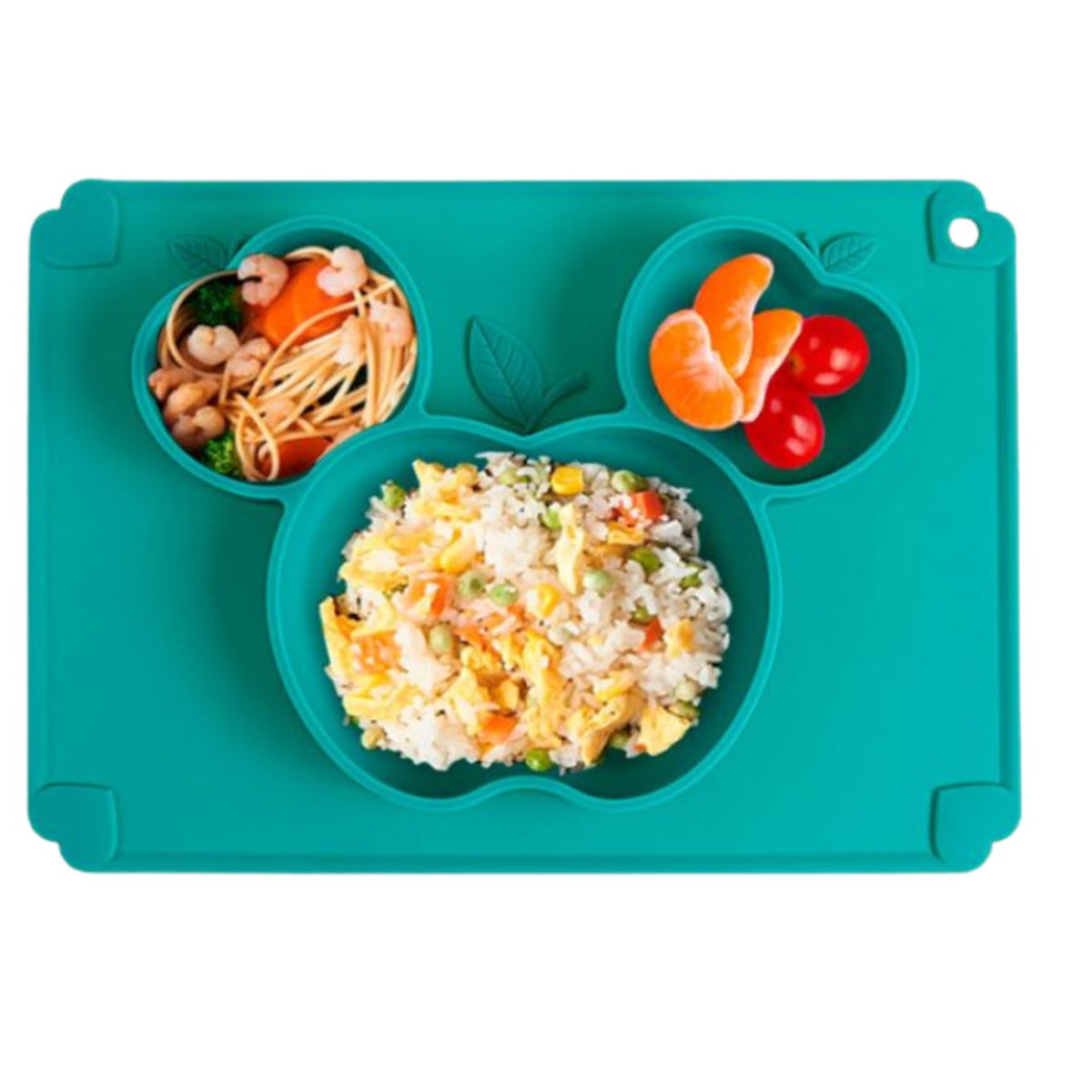 GENERICO - Plato para Bebé Silicona Diseño Manzanita Con Divisiones Verde