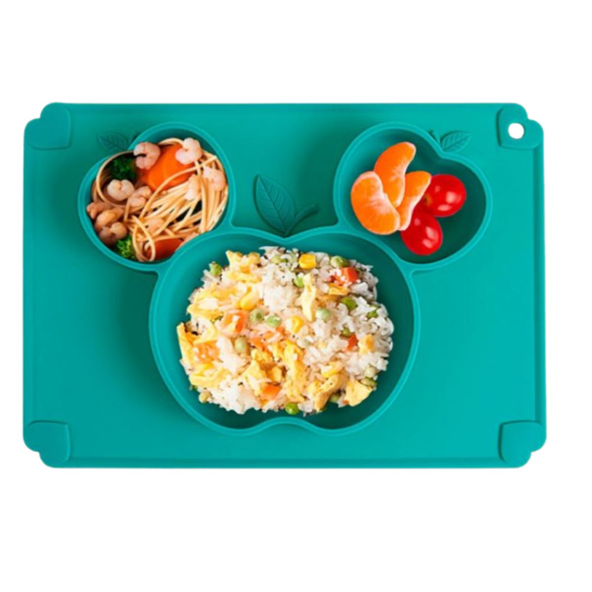 GENERICO - Plato para Bebé Silicona Diseño Manzanita Con Divisiones Verde