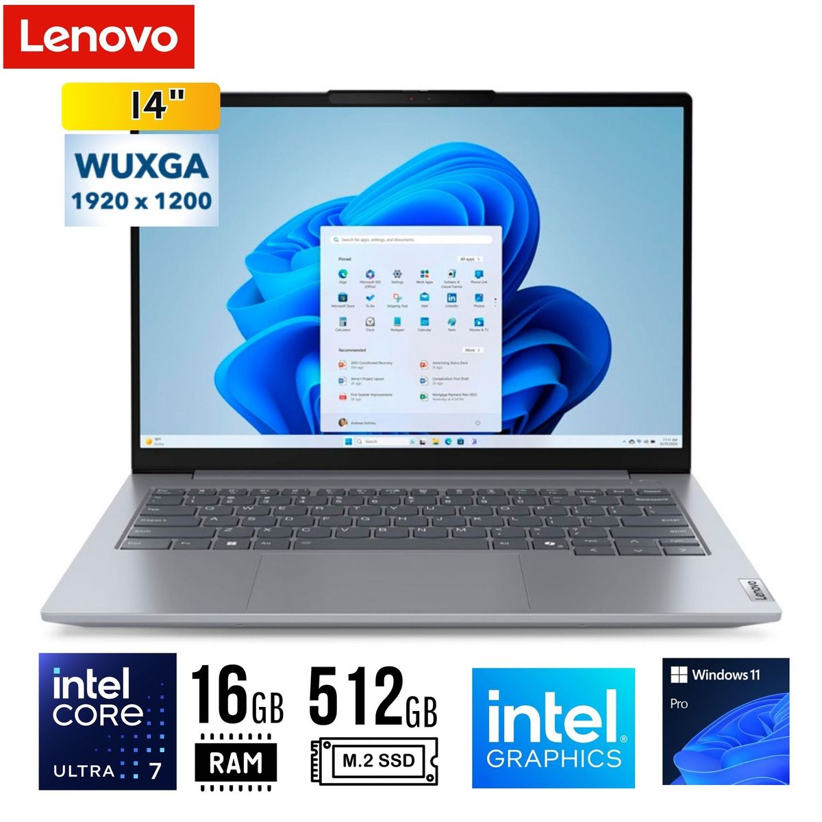 LENOVO - LAPTOP LENOVO ThinkBook 14 G7 IML, 14" WUXGA IPS, Core Ultra 7 155H 16GB DDR5 512GB SSD W11 PRO