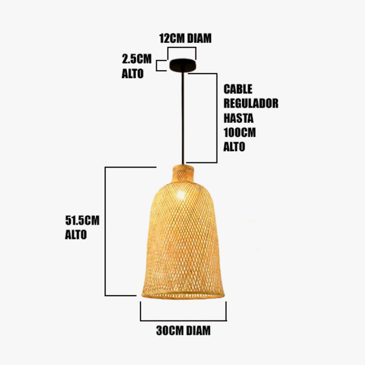 GENERICO - Lámpara Colgante de Bambu Natural  Led
