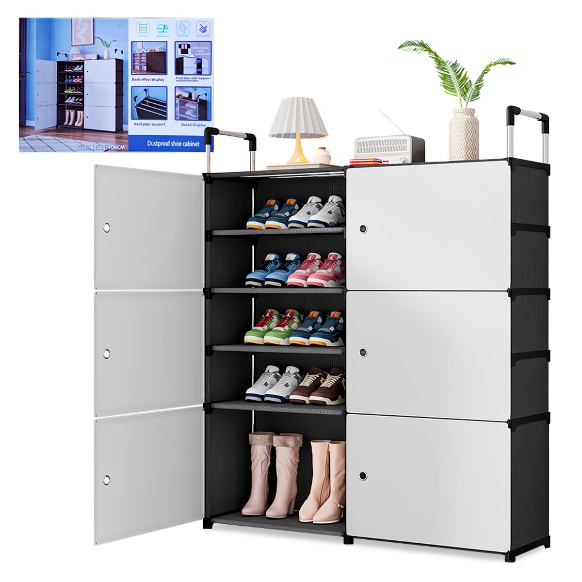 KELLER - Zapatera Organizador 2X5 Niveles Negro H06