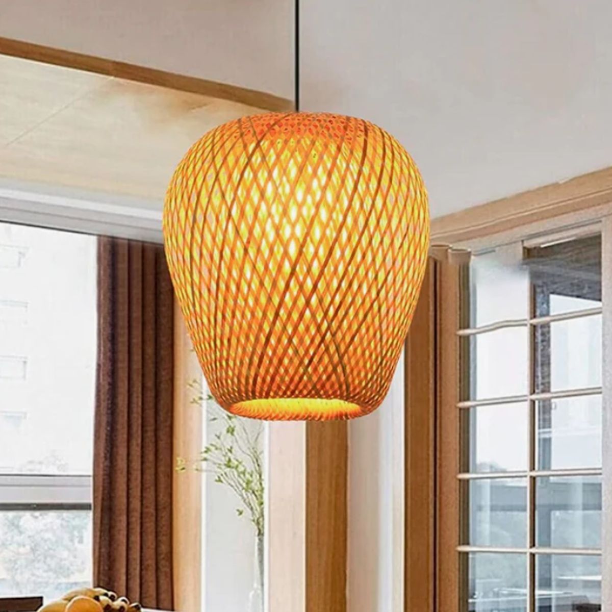 GENERICO - Lámpara Colgante de Bambu Natural  Led