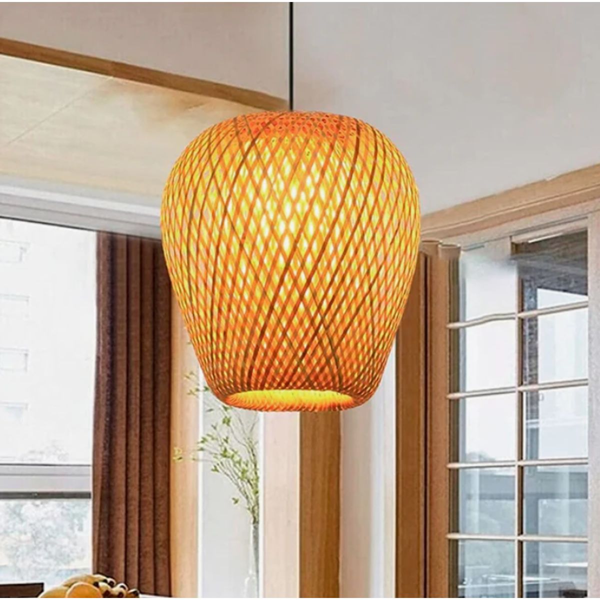 GENERICO - Lámpara Colgante de Bambu Natural  Led