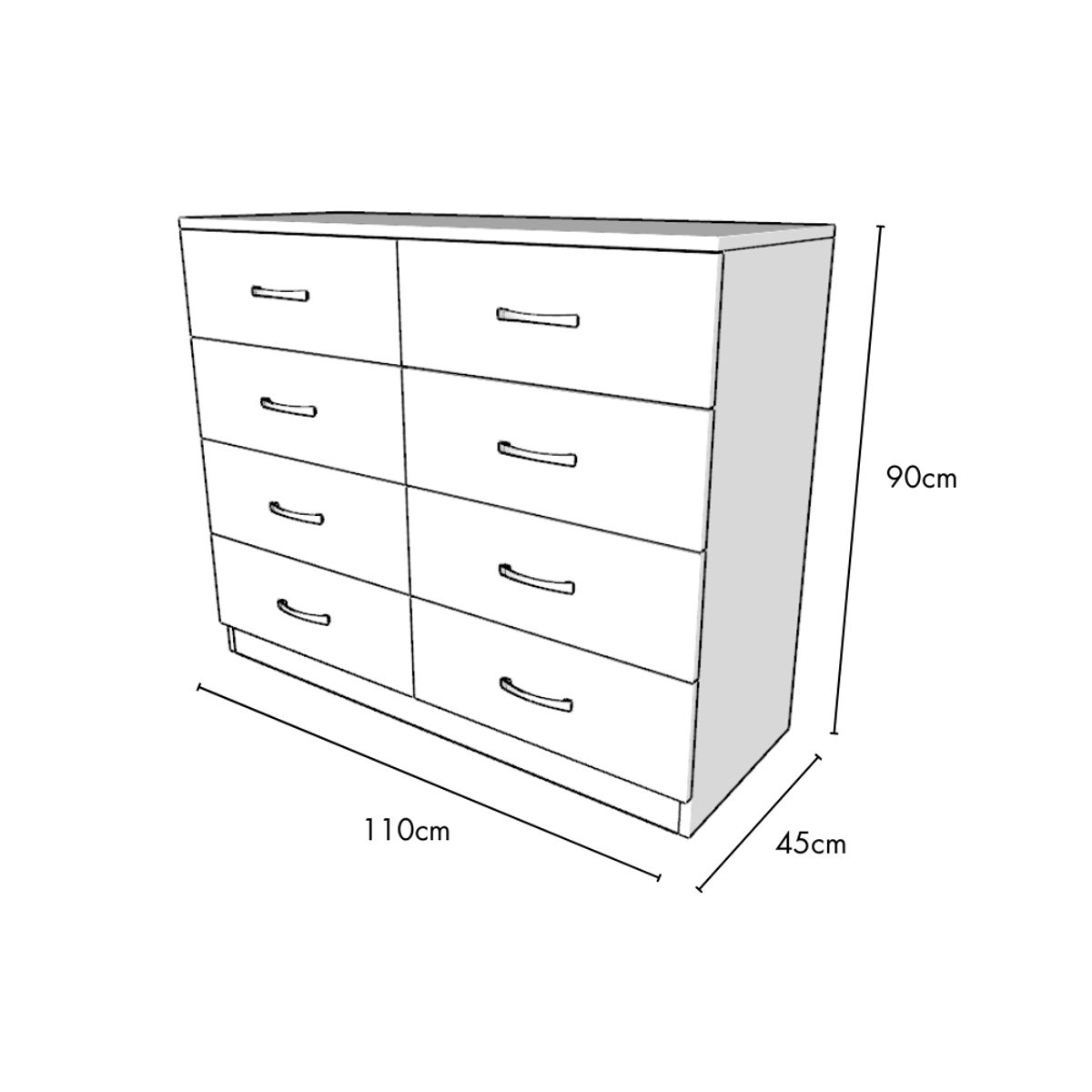 MUEBLES MACRUMO - Cómoda 8 Cajones BRIXTON