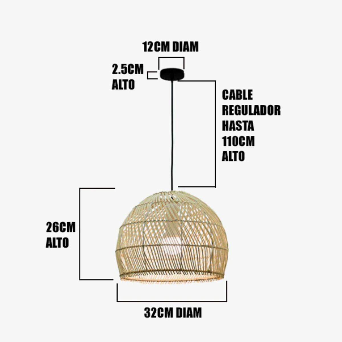 GENERICO - Lámpara Colgante de Rattan Natural Led