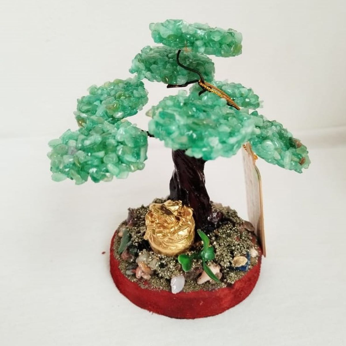 GENERICO - ARBOLITO DE LA FELICIDAD BONSAI MEDIANO CON PIEDRAS DE VERDE JADE