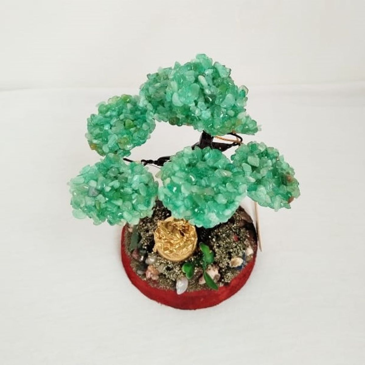 GENERICO - ARBOLITO DE LA FELICIDAD BONSAI MEDIANO CON PIEDRAS DE VERDE JADE