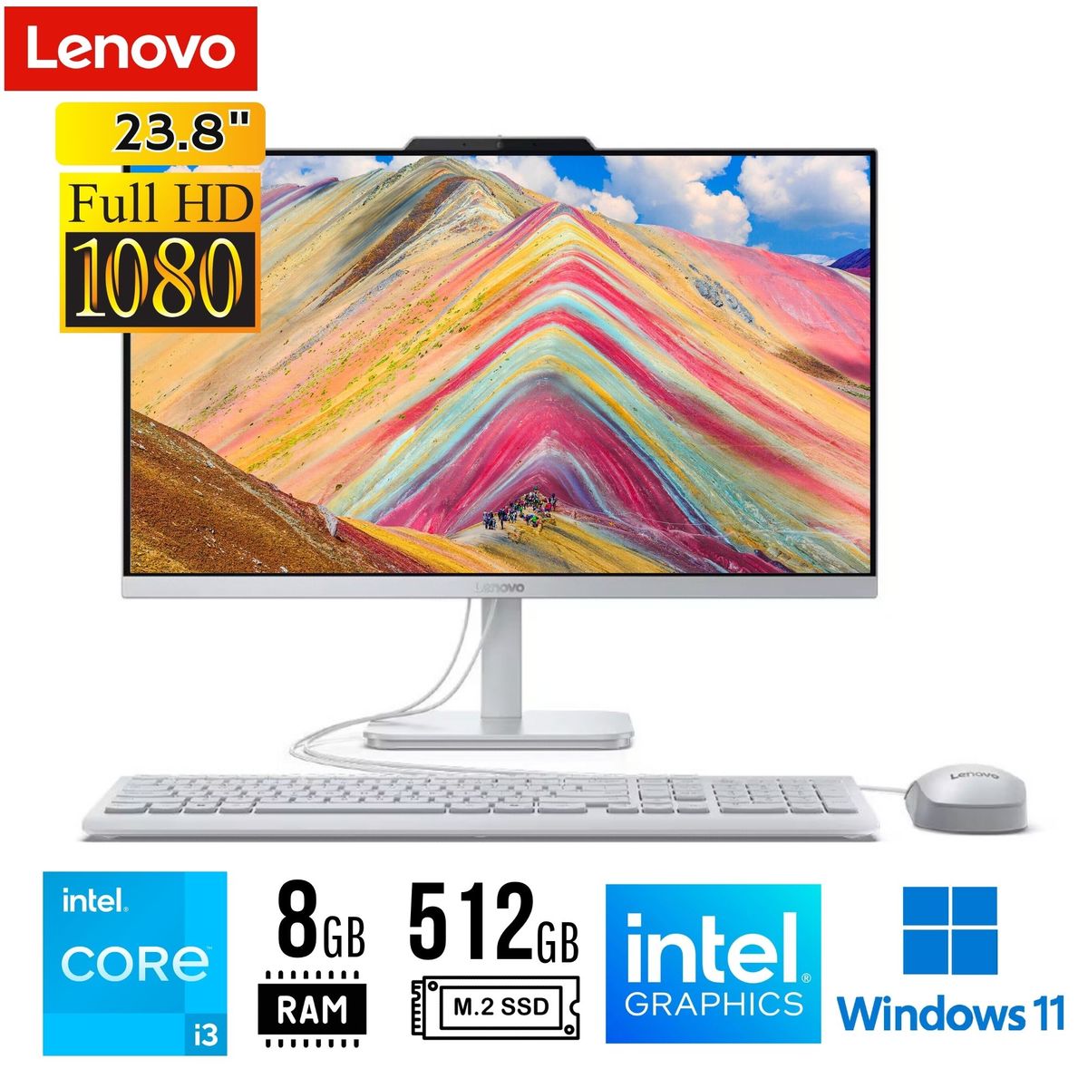 LENOVO - All in One Lenovo A100, 23.8" FHD IPS Core i3-N305 8GB DDR4 512 W11 HOME