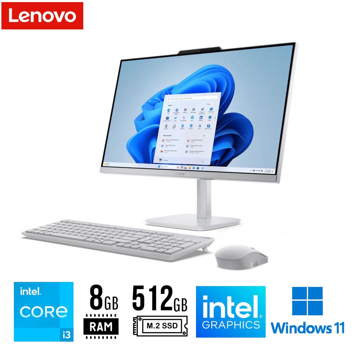LENOVO - All in One Lenovo A100, 23.8" FHD IPS Core i3-N305 8GB DDR4 512 W11 HOME