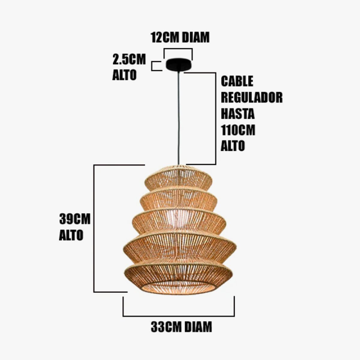 Lámpara Colgante de Rattan Natural Led, marca GENERICO - Foto 2