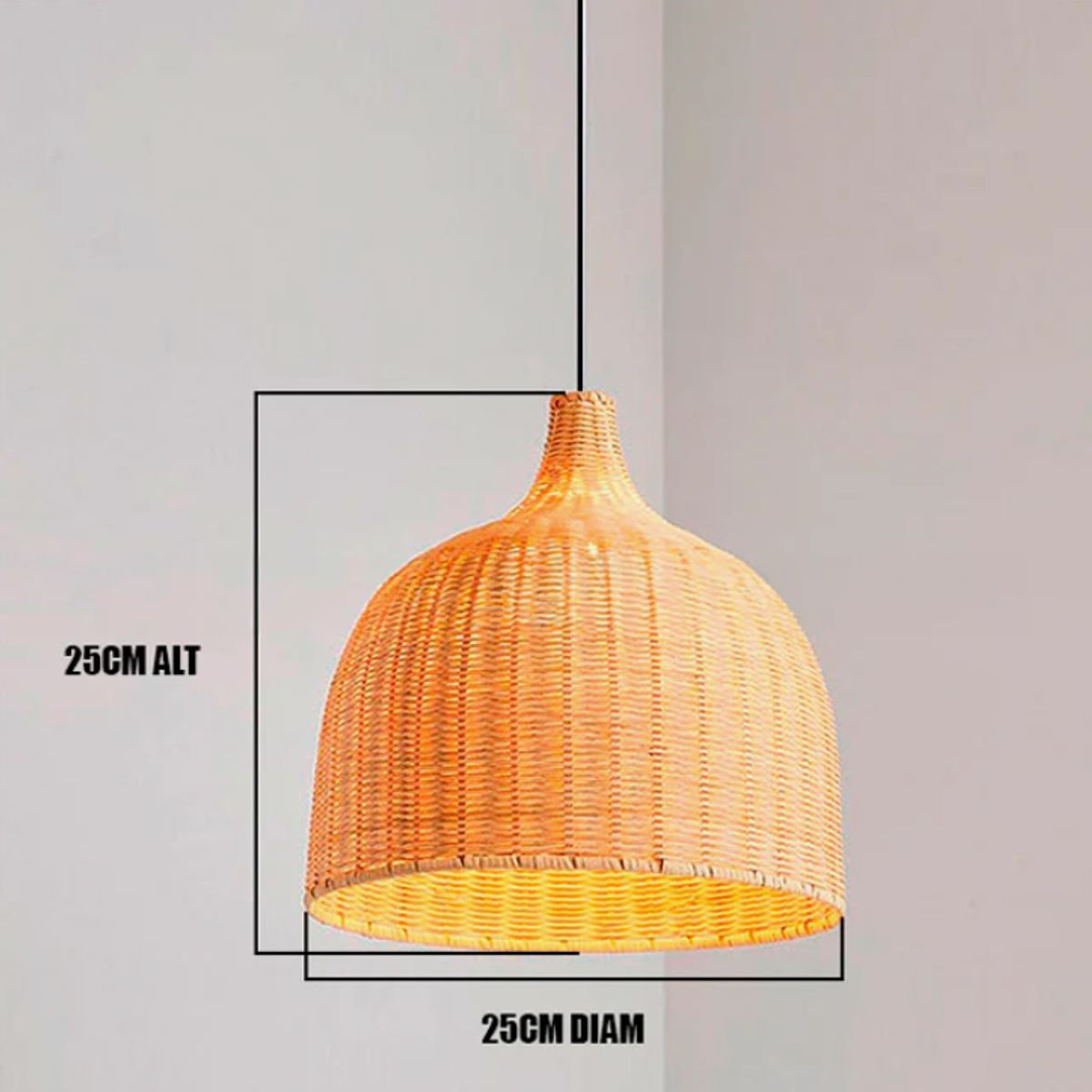 GENERICO - Lámpara Colgante de Rattan Natural Led