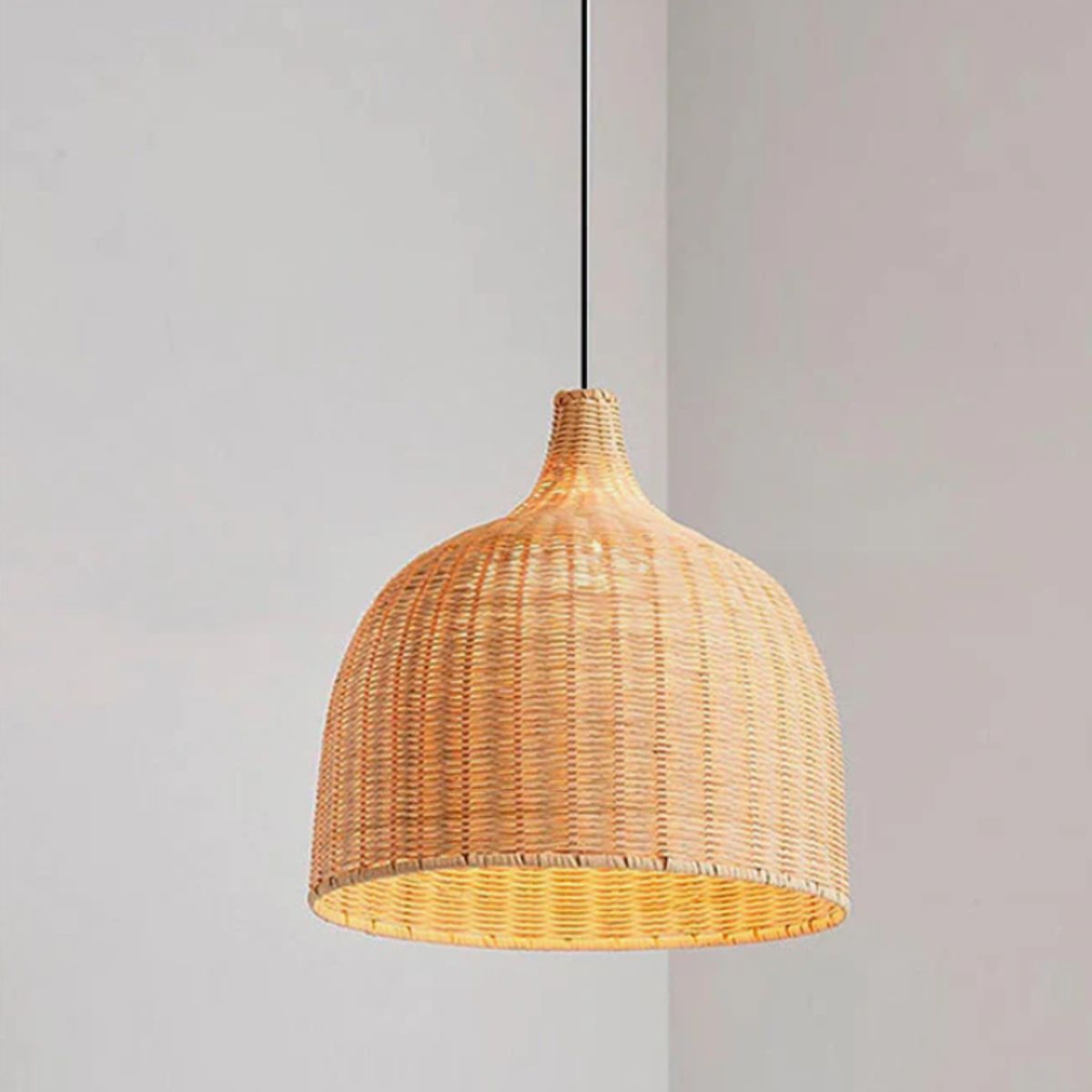 GENERICO - Lámpara Colgante de Rattan Natural Led