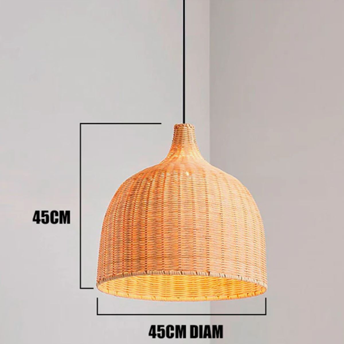 GENERICO - Lámpara Colgante de Mimbre Natural Led