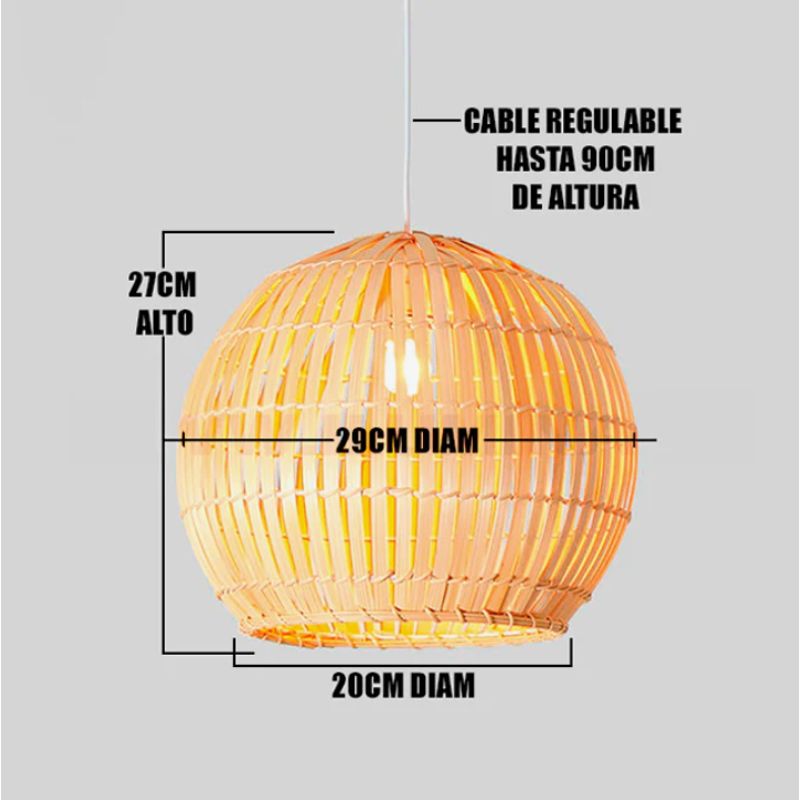GENERICO - Lámpara Colgante de Mimbre Natural Led