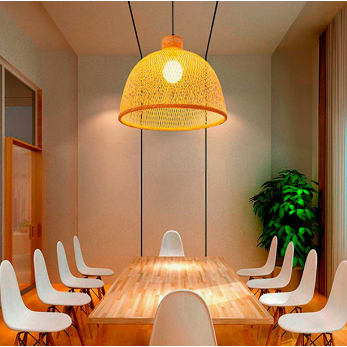 GENERICO - Lámpara Colgante de Bambu Natural  Led