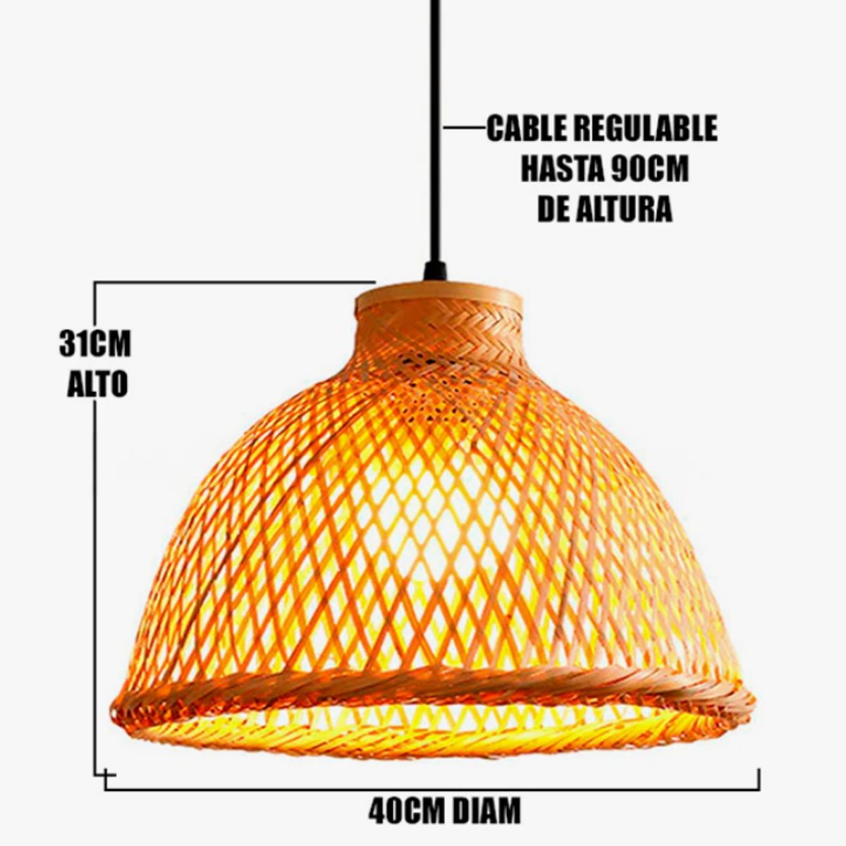 GENERICO - Lámpara Colgante de Bambu Natural  Led