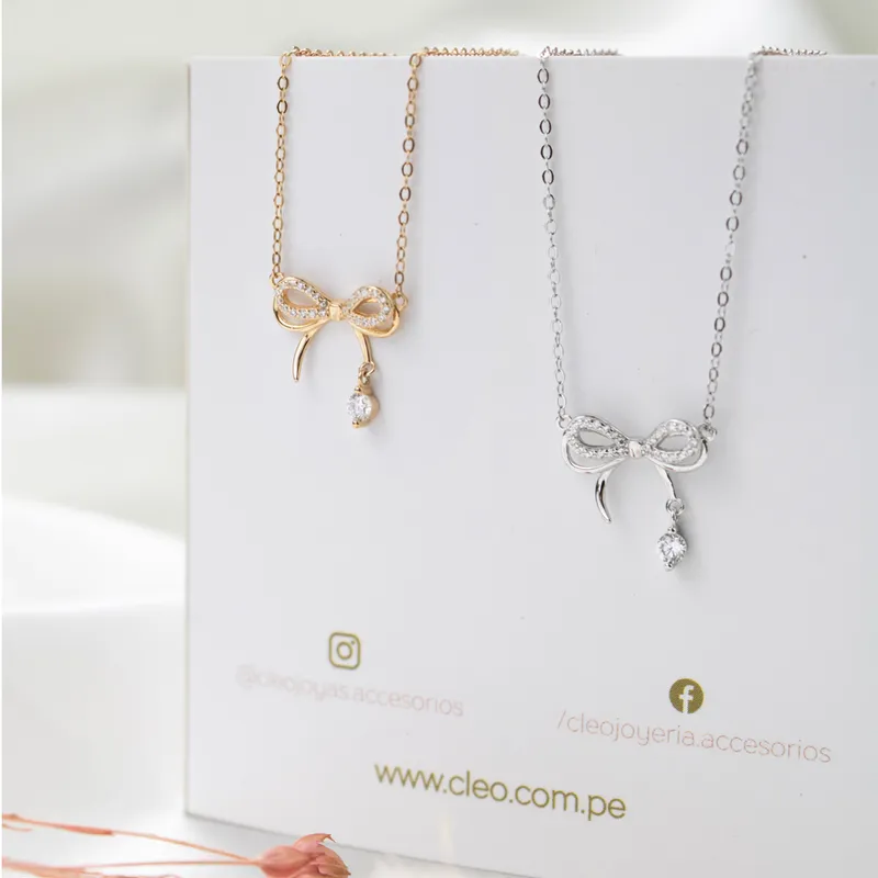 CLEO JOYAS & ACCESORIOS - Collar Coquette Dorado Plata