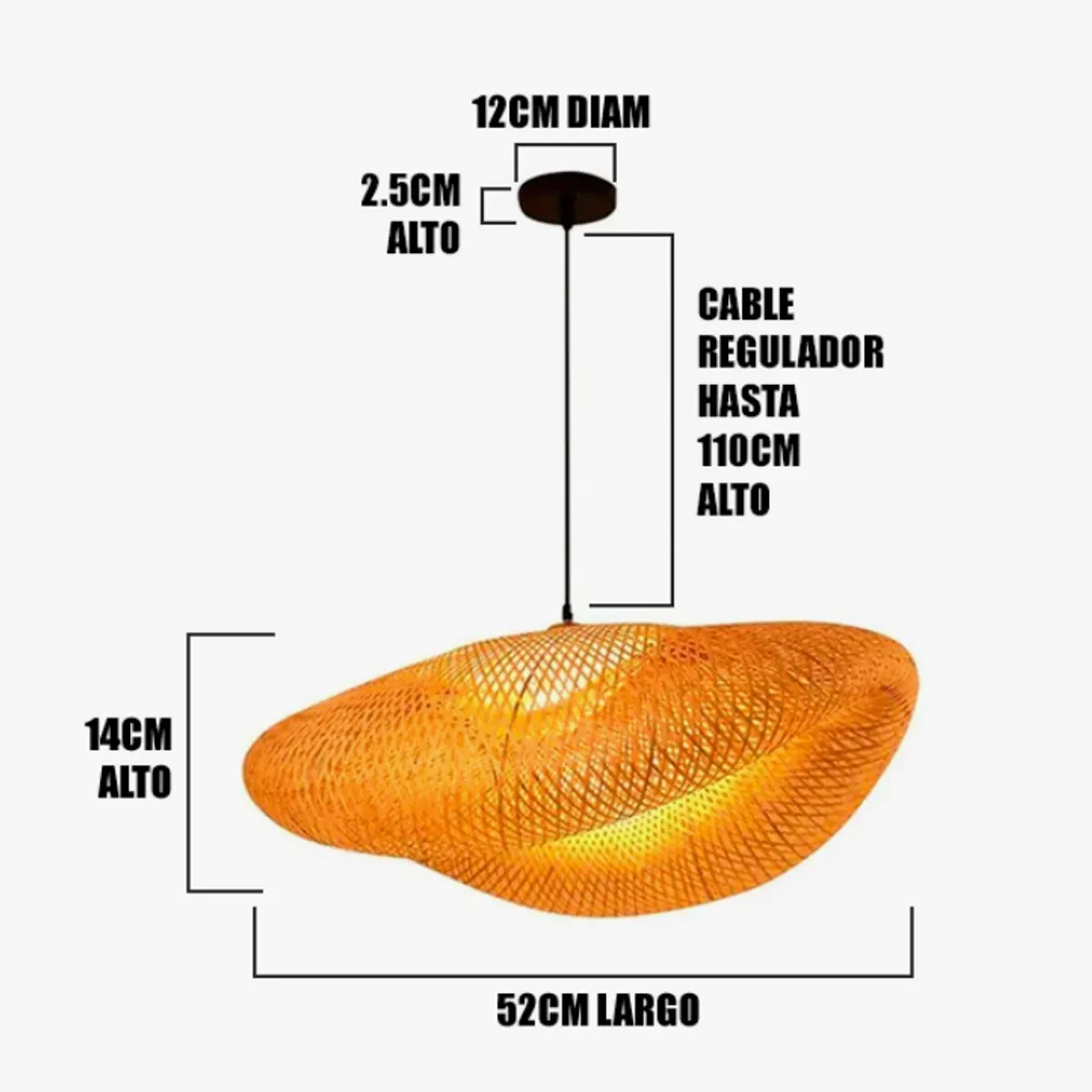 GENERICO - Lámpara Colgante de Bambu Natural  Led