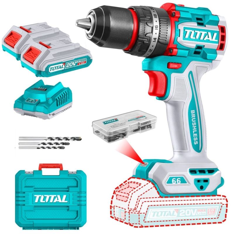 TOTAL TOOLS - Taladro Percutor Atornillador 12 66nm 20v TIDLI20668 Total