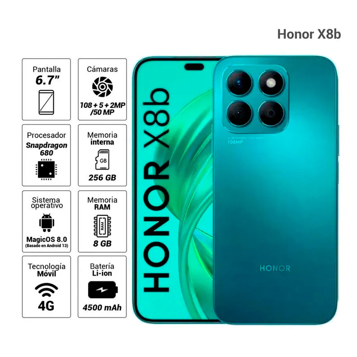 HONOR - Celular Honor X8b 256GB - 8GB RAM Color Azul