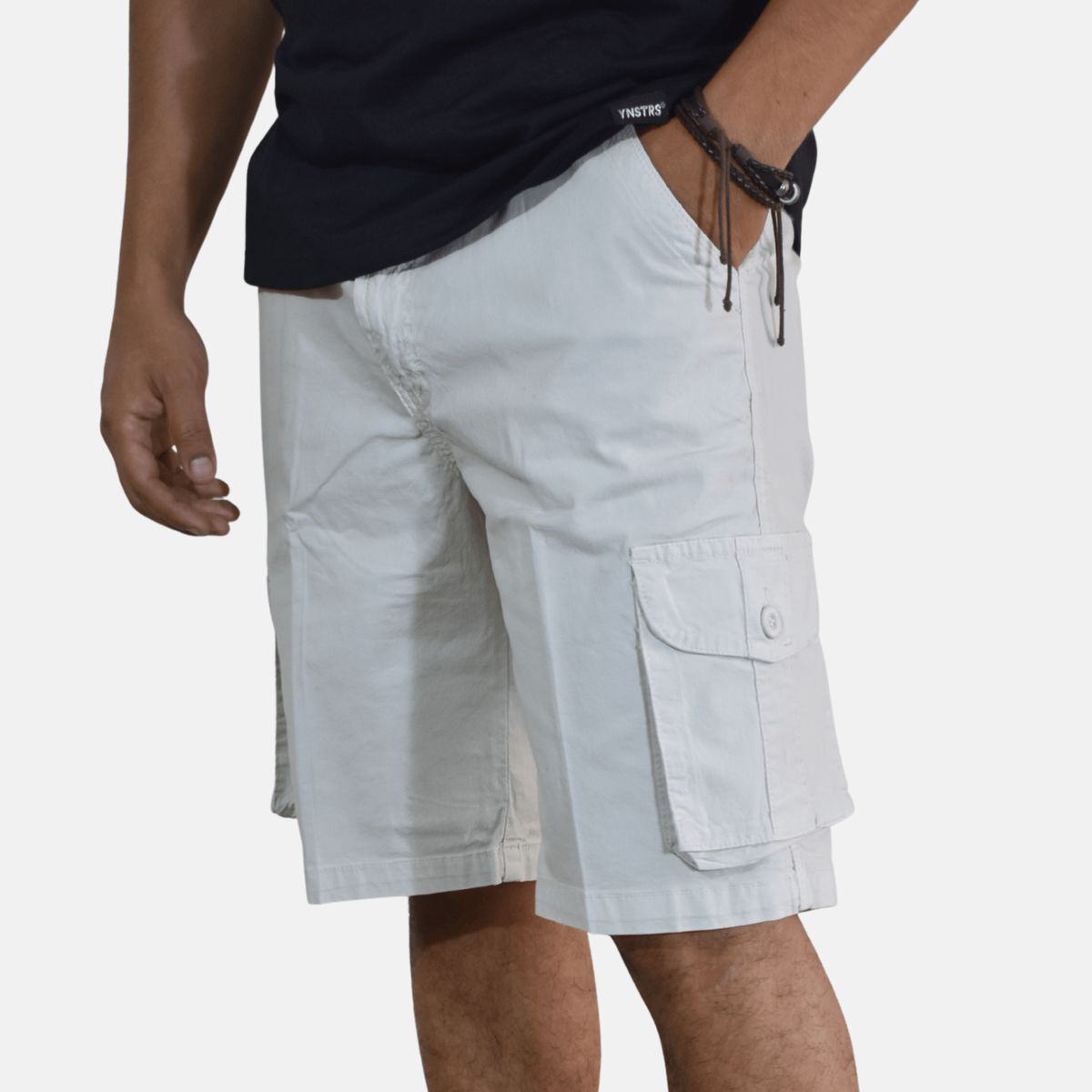YONISTERS CLOTHING - Short Drill Cargo Stretch Yonisters Clothing Blanco Humo