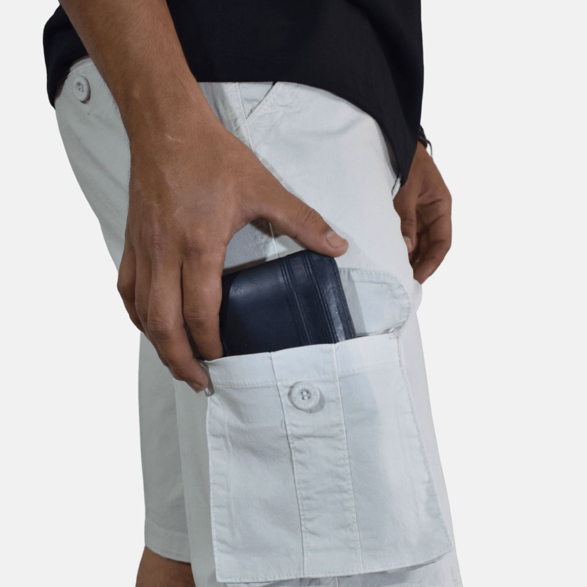 YONISTERS CLOTHING - Short Drill Cargo Stretch Yonisters Clothing Blanco Humo
