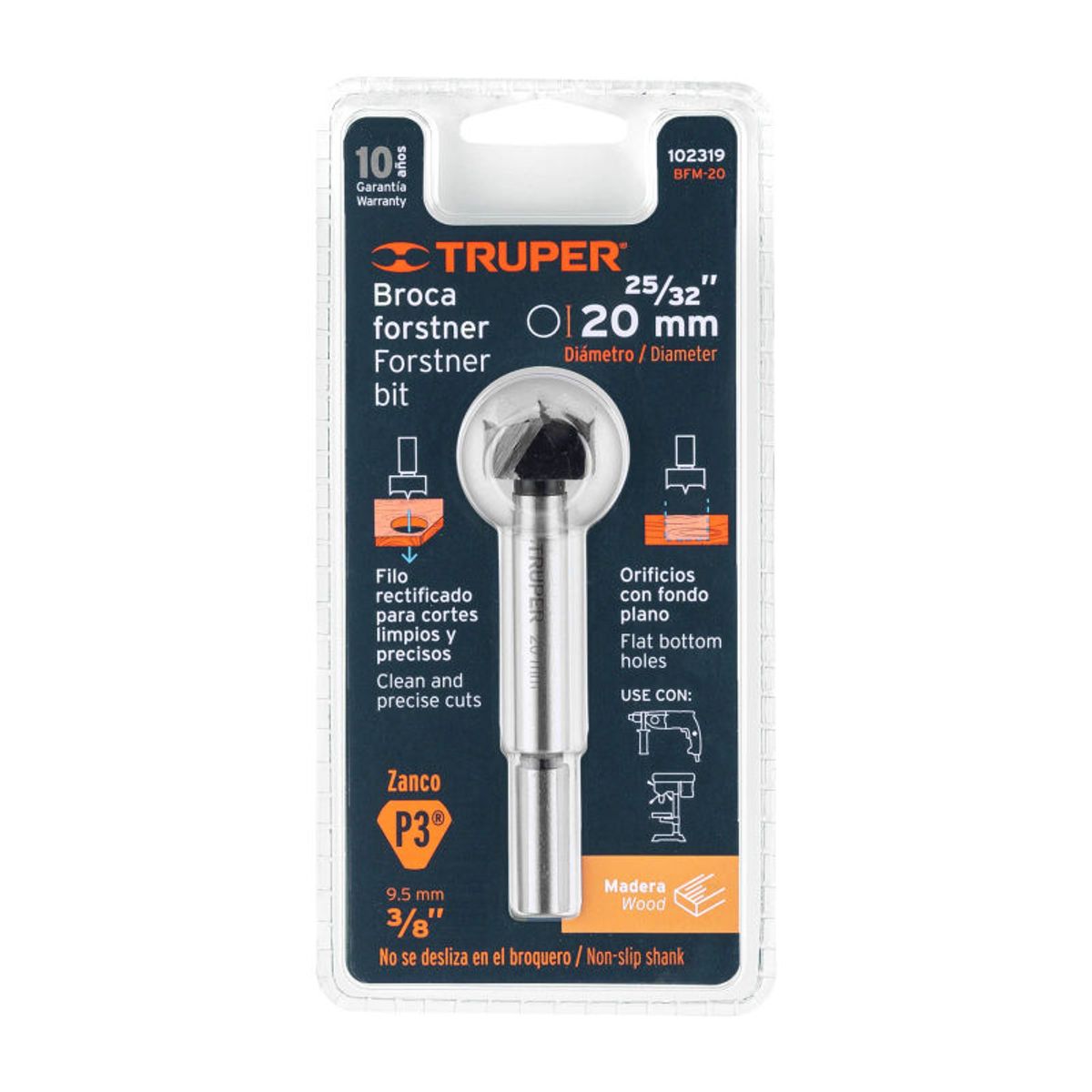TRUPER - BFM-20 Broca forstner 20 mm para madera Truper - 102319