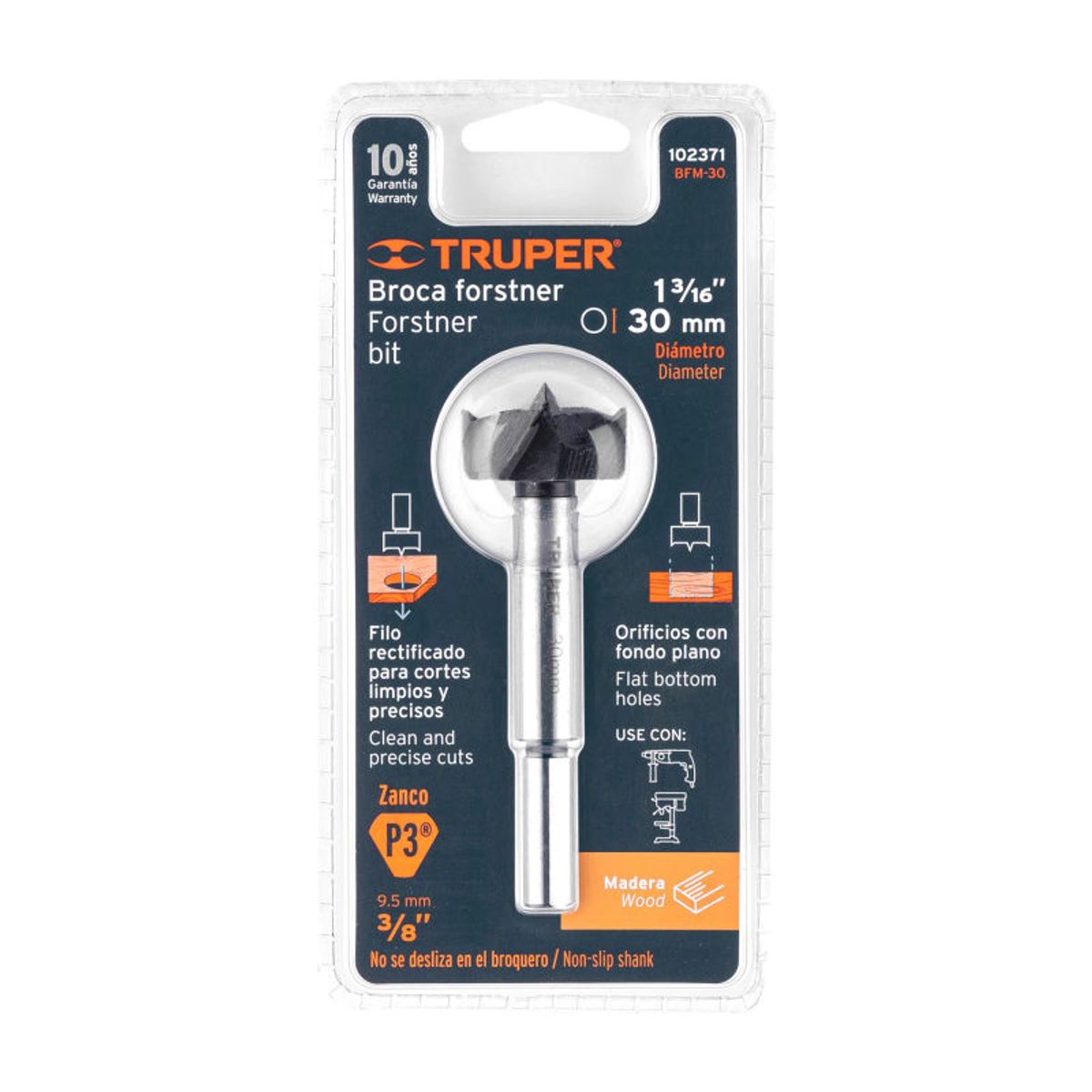 TRUPER - BFM-30 Broca forstner 30 mm para madera Truper - 102371