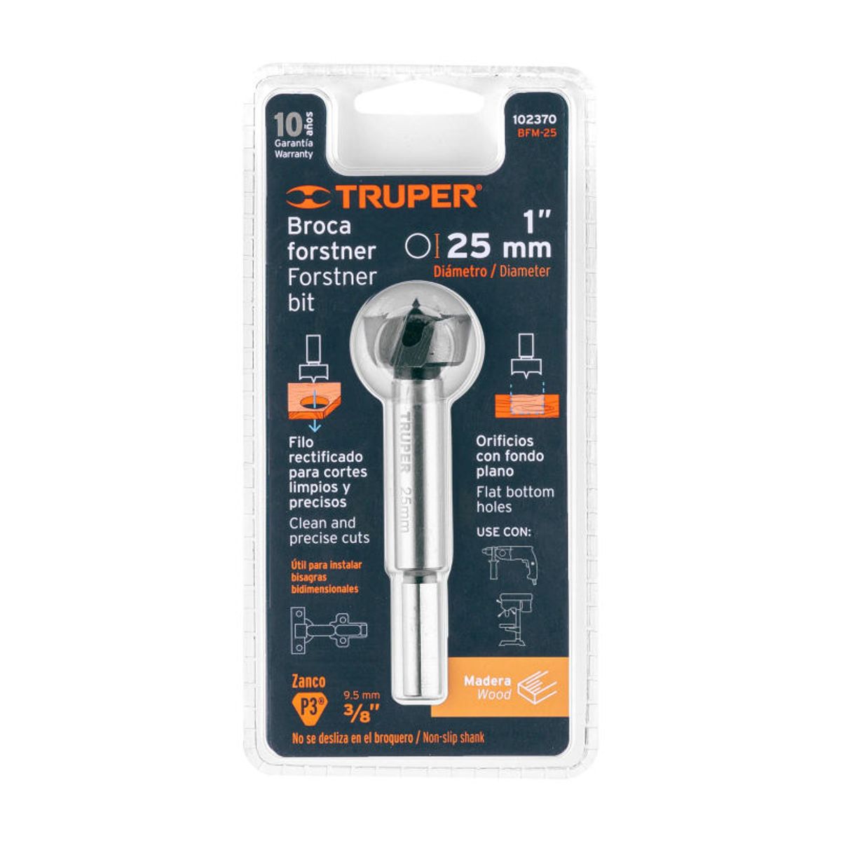 TRUPER - BFM-25 Broca forstner 25 mm para madera Truper - 102370