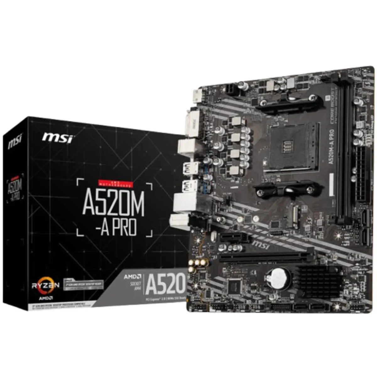 MSI - PLACA MADRE MSI A520M A PRO AM4 PCIe Gen 3 M.2 NVME